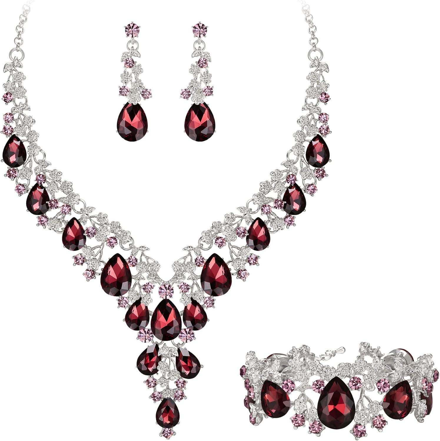 Thumbnail 5 de Set di gioielli da sposa Clearine Donna con cristalli a goccia (collana, orecchini e bracciale)