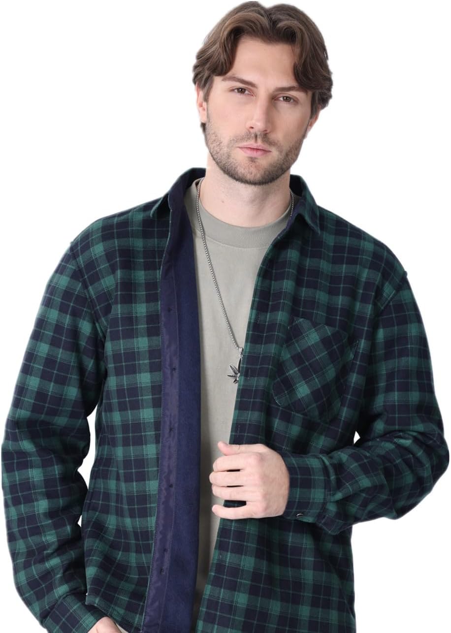 Thumbnail 1 de Miaikvs Men's Thicken Plaid Shirt Jacket with Sherpa Lining