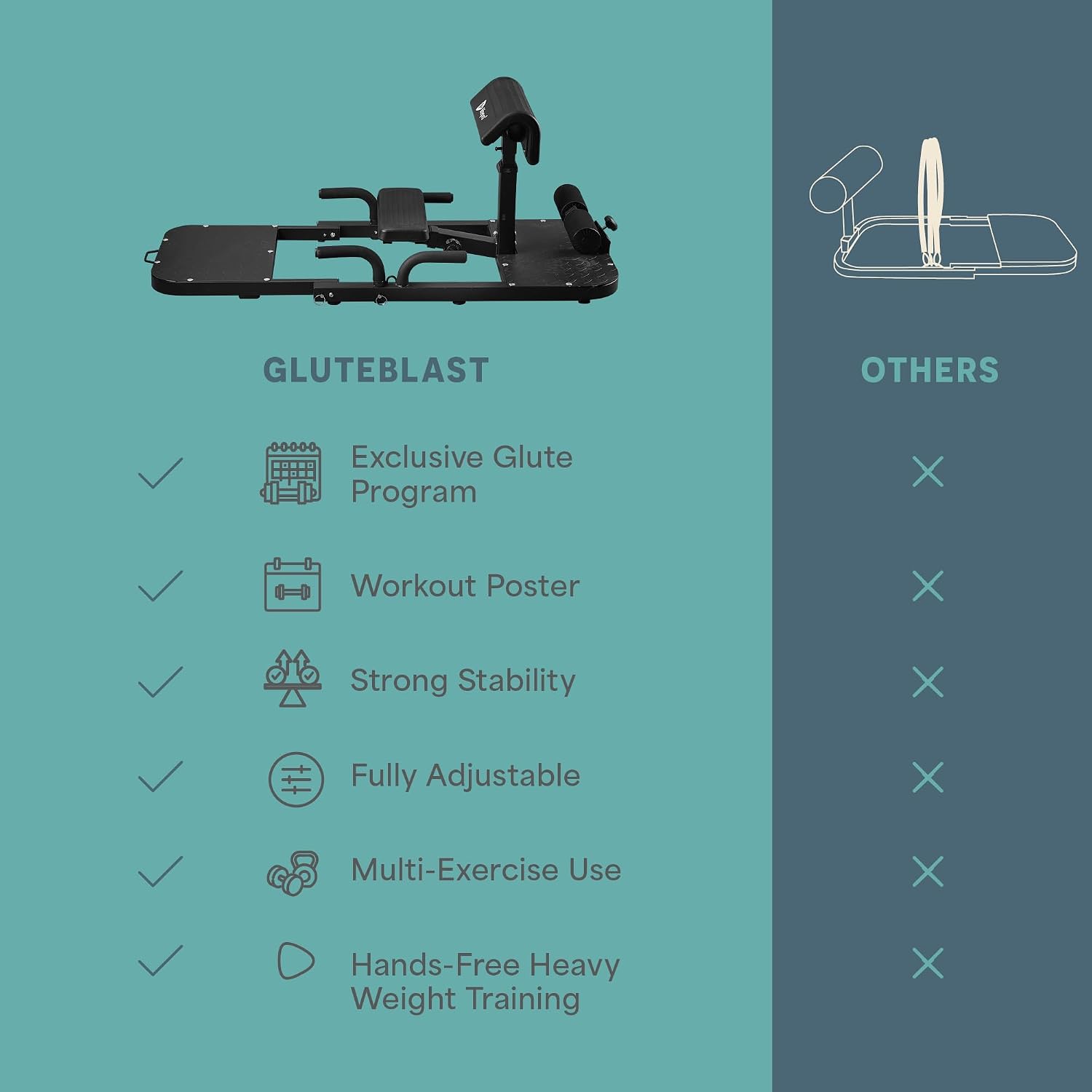 Detalle 1 de Lifepro LP-GLTBLST 2-in-1 Sissy Squat and Glute Machine, Foldable