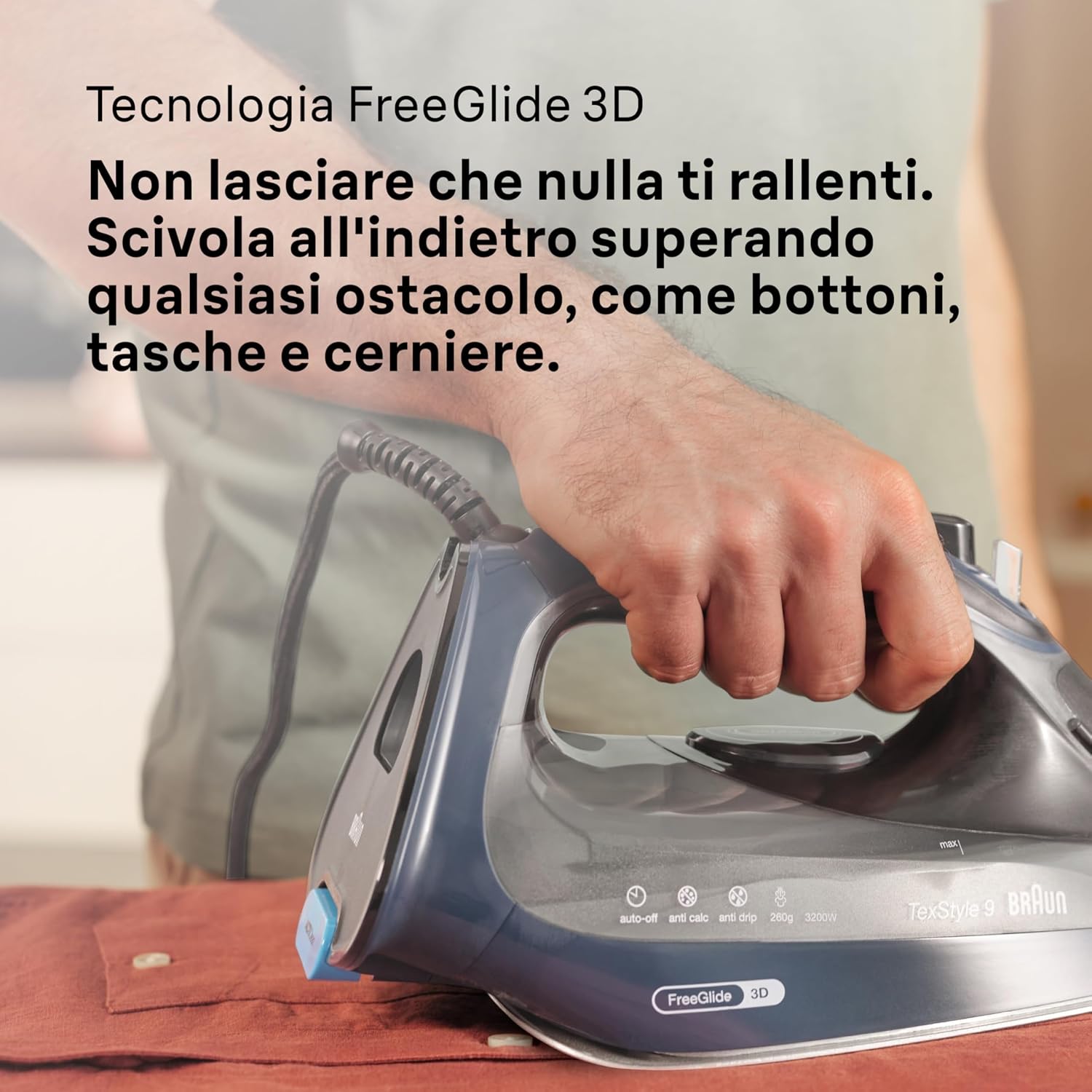Thumbnail 6 de Braun TexStyle 9 SI9682DB: ferro da stiro a vapore con tecnologia 3D FreeGlide e iCare