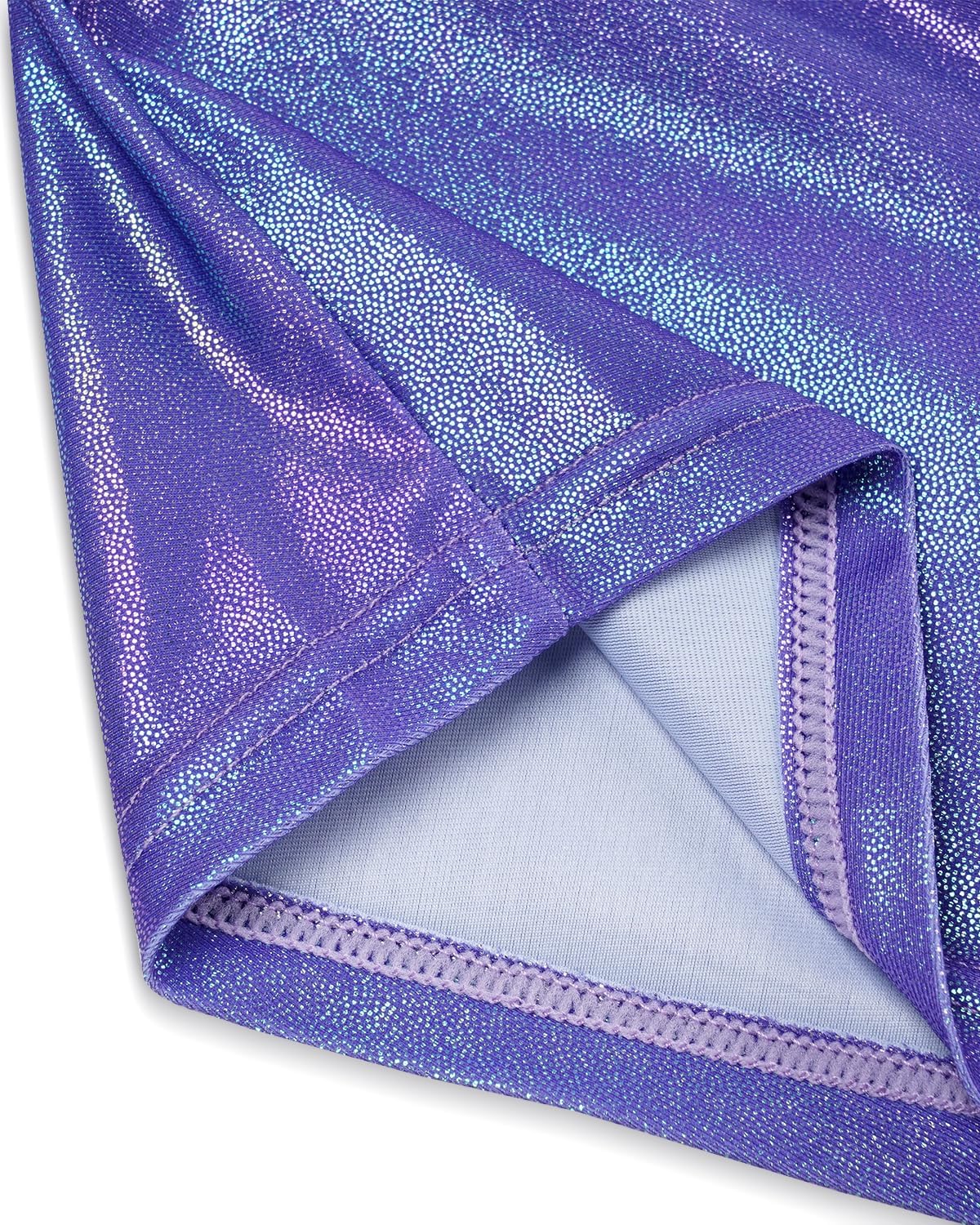 Detalle 2 de Gogokids Mädchen Dreiteiliges Gymnastikset – ärmelloser Y-Hals Leotard, Shorts & Haarband mit Farbverlauf