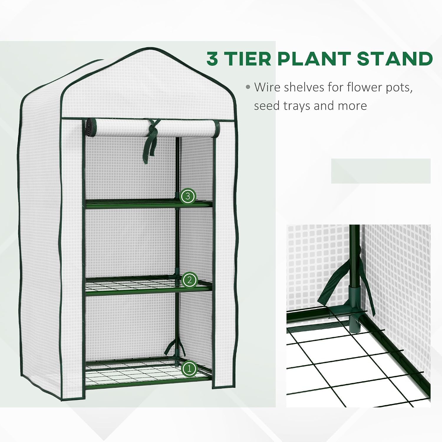 Thumbnail 3 de Outsunny 3 Tier Mini Greenhouse 127 cm high 🌱
