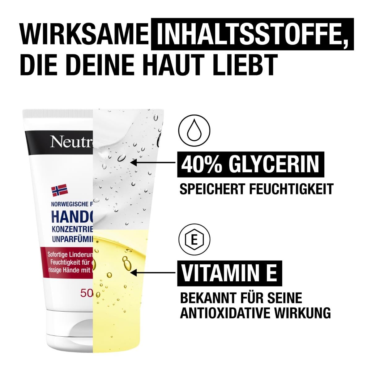 Detalle 2 de Neutrogena Handcreme konzentriert unparfümiert (6x50 ml) – intensive Feuchtigkeit mit Glycerin und Vitamin E