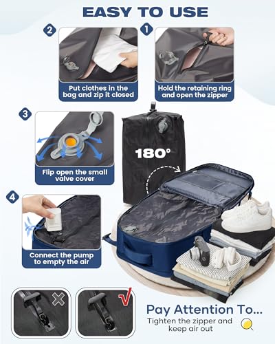 Detalle de SZLX Mochila al Vacío con Bomba – Cabina 40x30x20 cm, Impermeable para Portátil, Compatible con Ryanair/EasyJet/Wizz Air