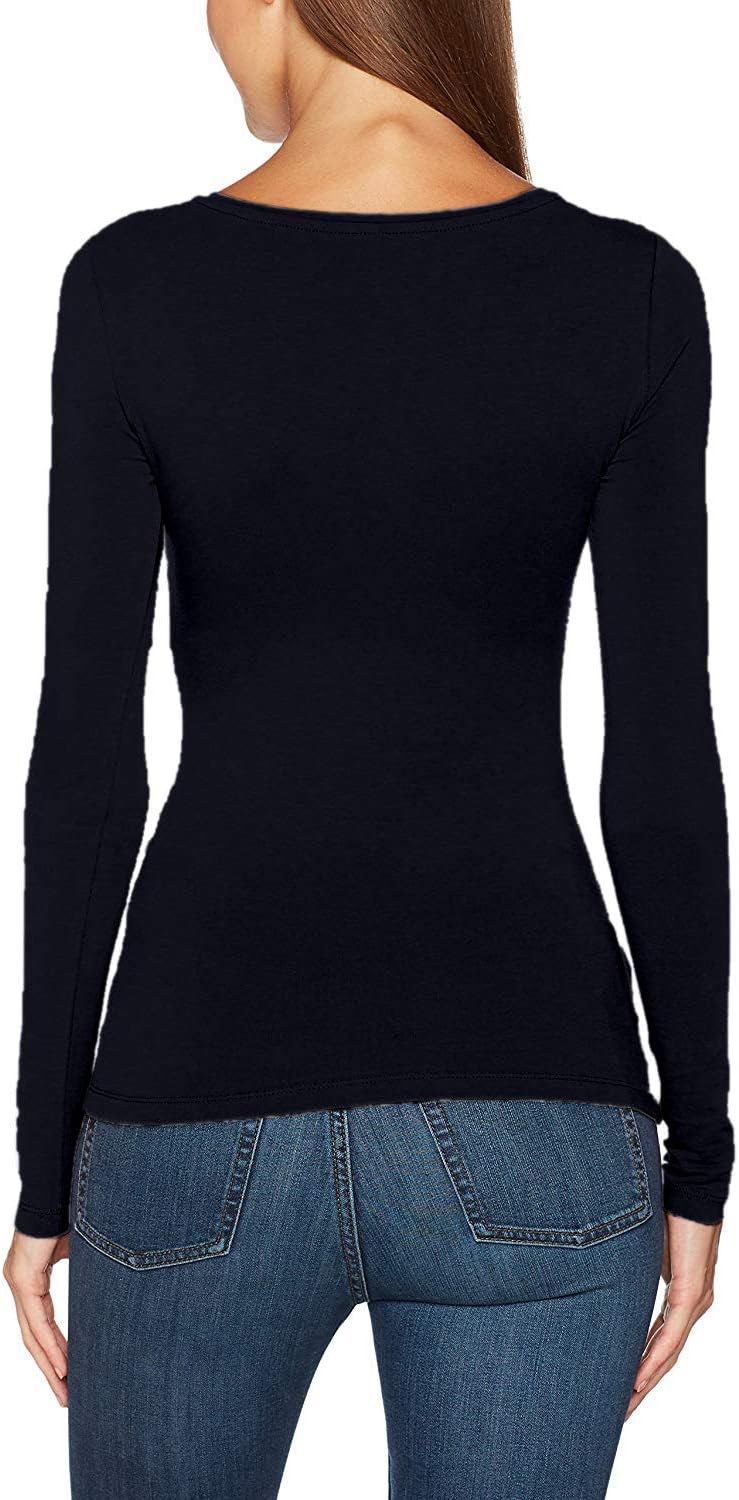 Detalle 2 de ONLY Damen Langarmshirt Figurbetont und Tailliert aus Baumwolle, Rundhalsausschnitt