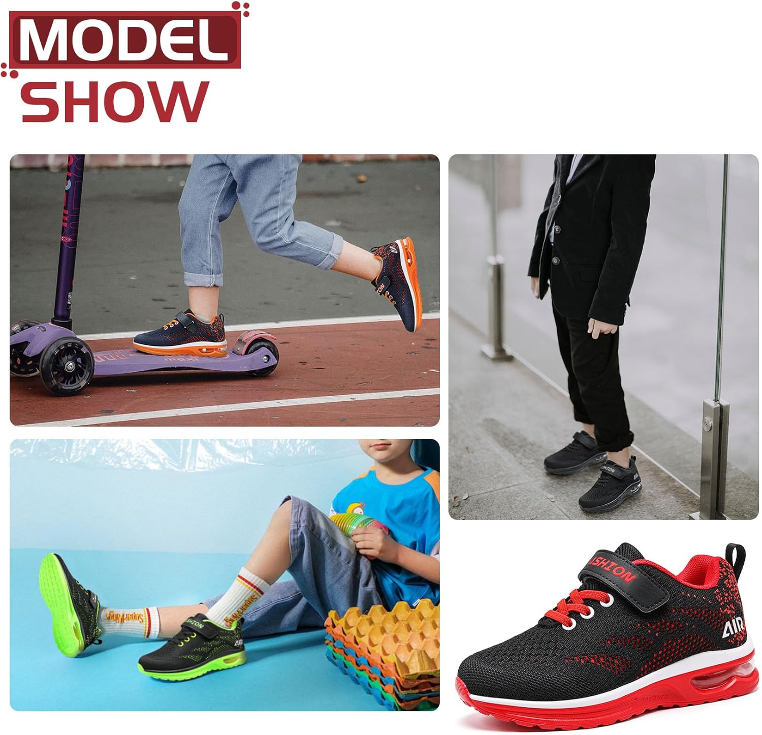 Thumbnail 6 de ASHION Kinder Turnschuhe für Jungen Sneaker mit Klettverschluss – atmungsaktives Mesh