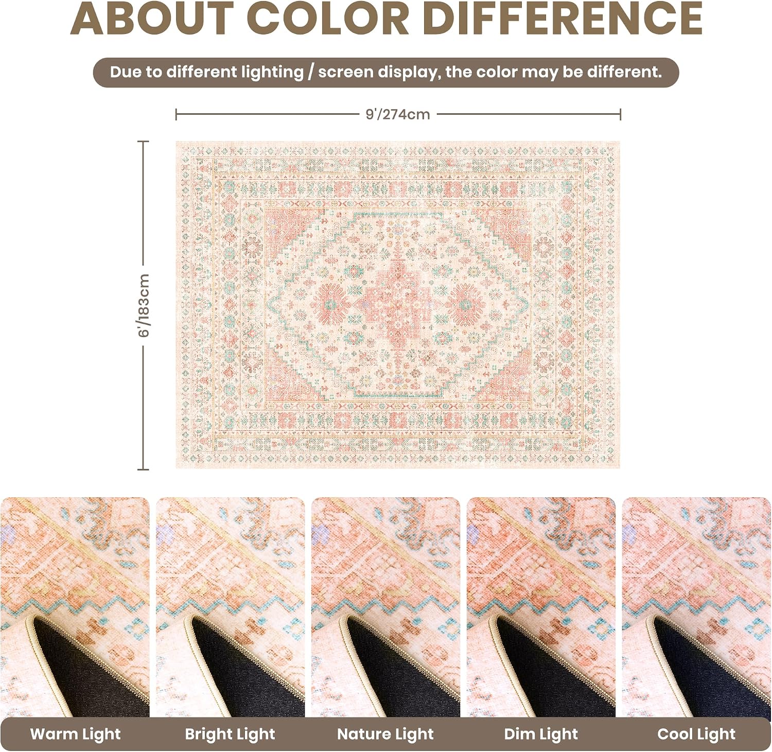 Thumbnail 1 de zesthome X 6' x 9' Pink and Blue Washable Area Rug, Low Pile