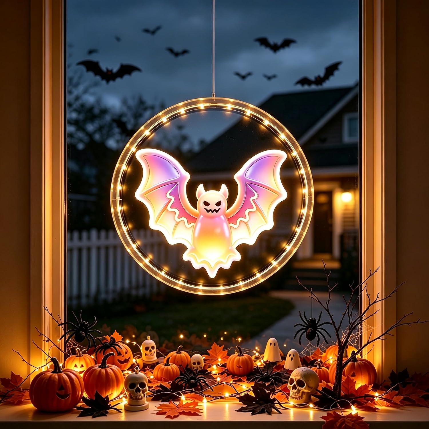 Detalle de YTKIH 26HD Rechargeable Halloween Window Lights, 3-Pack with Timer