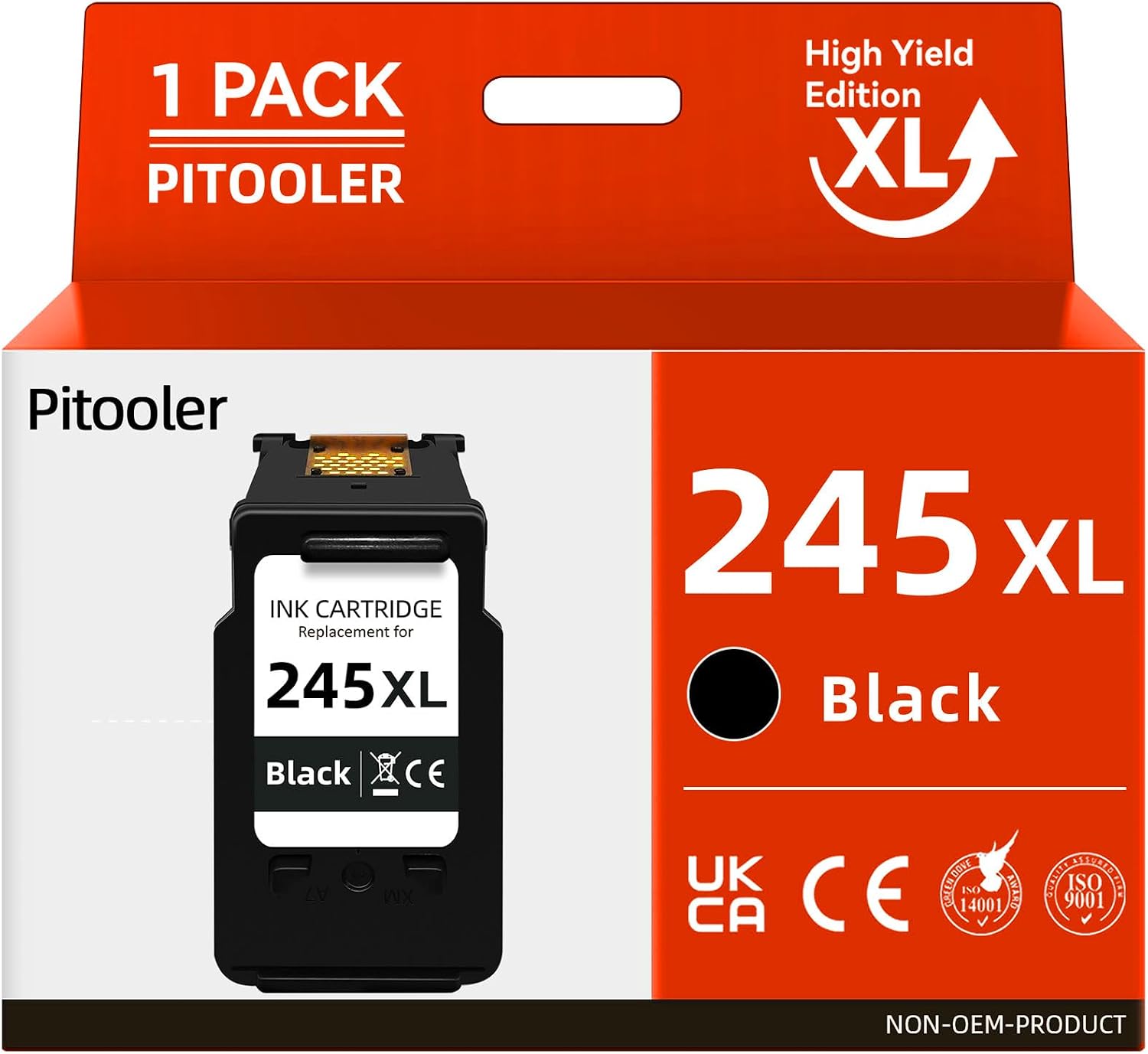 Detalle de Pitooler PG-245XL Black Ink Cartridge, High-Yield Canon PIXMA Replacement