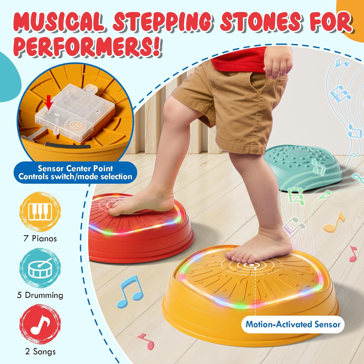 Thumbnail 2 de Lehoo Castle Light Up & Music Balance Stepping Stones – Sensory Play for Kids