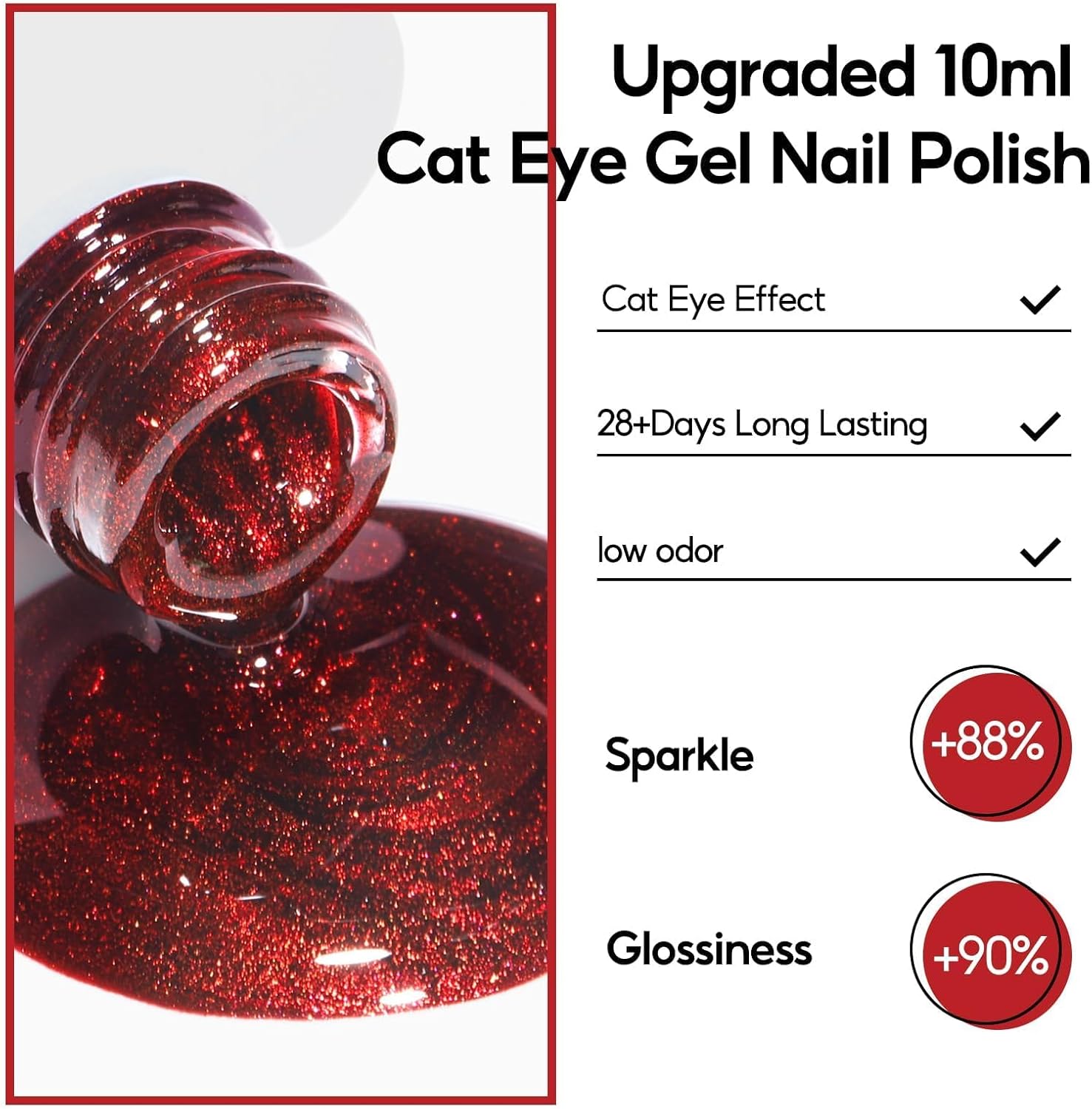 Thumbnail 6 de PEACECOLOR Vernis semi permanent Cat Eye marron/rouge en kit de manucure DIY (6 couleurs) – avec aimant