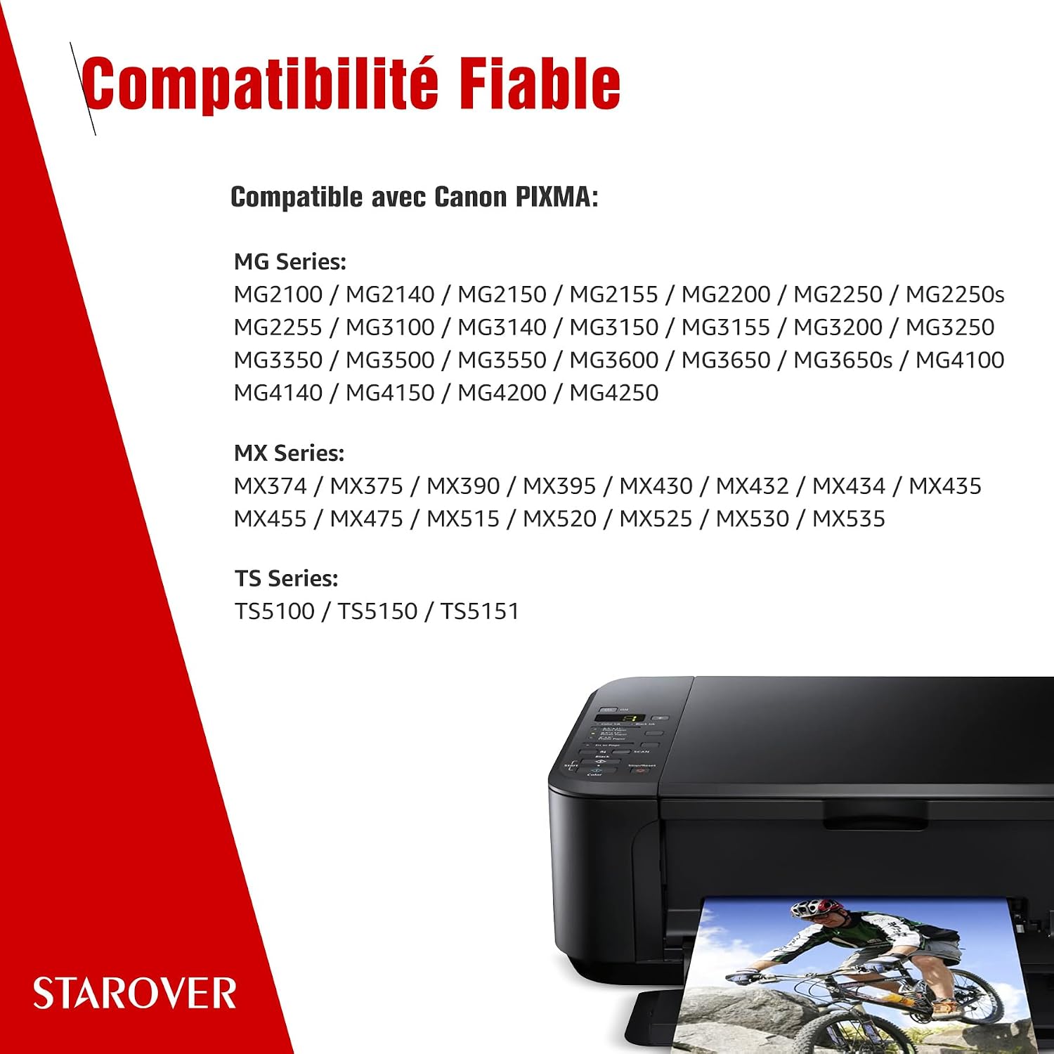 Detalle de Cartouches d'encre PG-540XL Noir STAROVER compatibles Canon – lot de 2 (540XL)