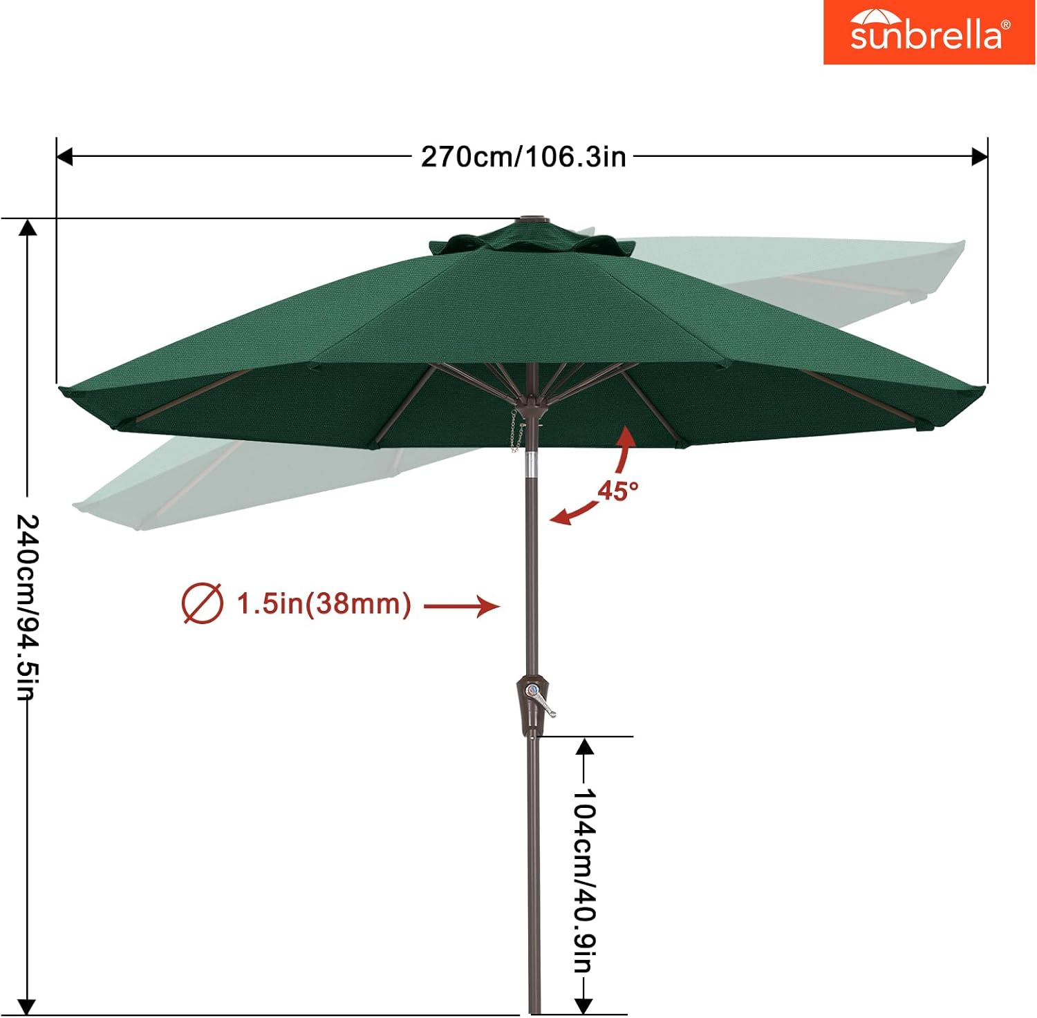 Detalle de ABCCANOPY Patio Umbrella, 9-Foot