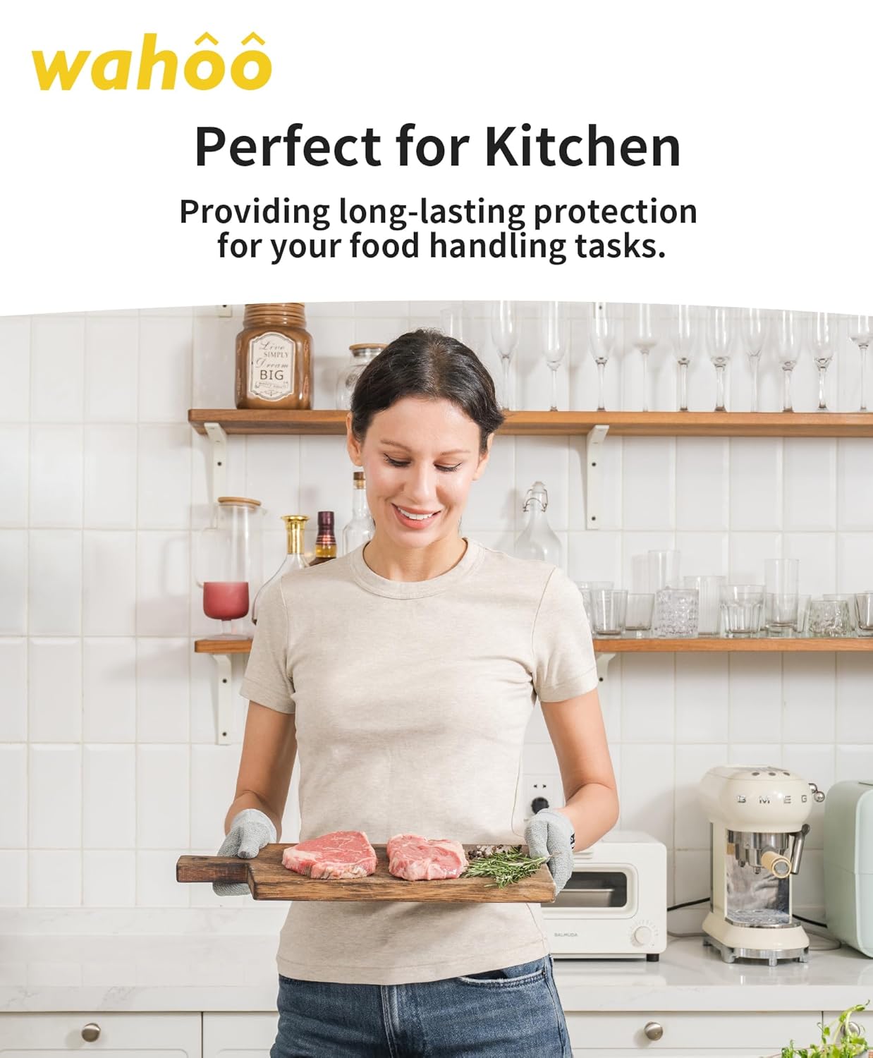 Thumbnail 4 de wahoo Level D Schnittschutzhandschuhe (Küche), schnittfeste Handschuhe für Fleisch, Austern & Schneiden – Größe 7/S