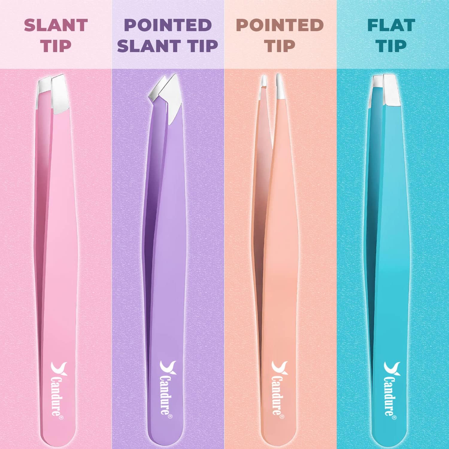 Detalle de Candure Tweezers set for eyebrows, 6pc