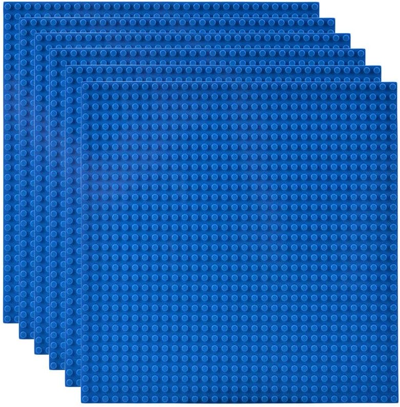 Detalle de Lekebaby LGGP-B01U bouwplaten, set van 6 blauwe platen van 25,5 x 25,5 cm