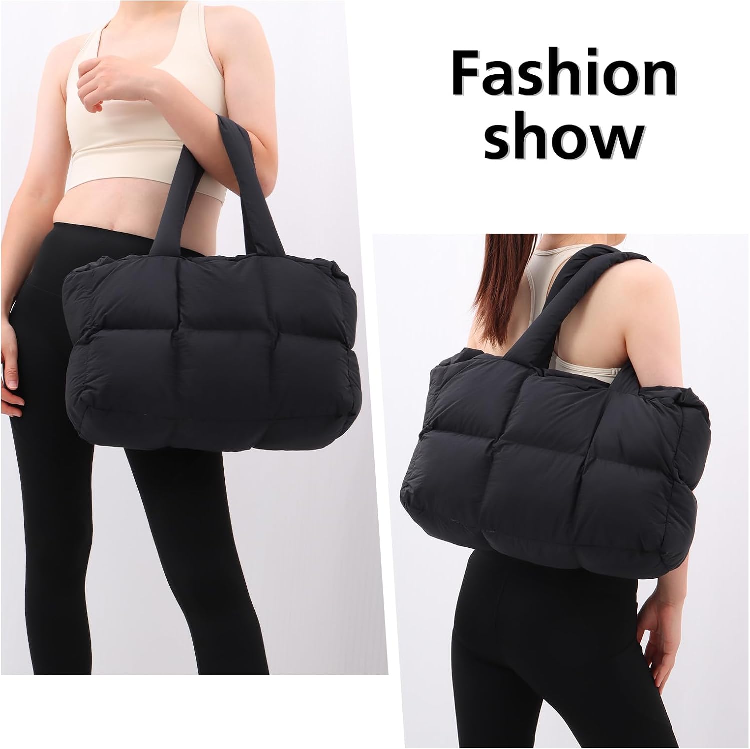 Detalle de Jywmsc Puffer Tote Bag for Women — Large Quilted, Lightweight Nylon Handbag