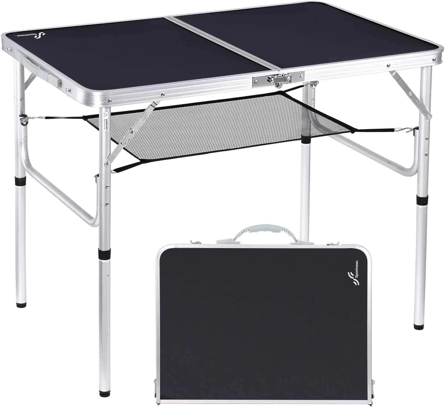 Detalle de Sportneer Y21-80601-52 Folding Camping Table, Adjustable Height with Mesh Storage