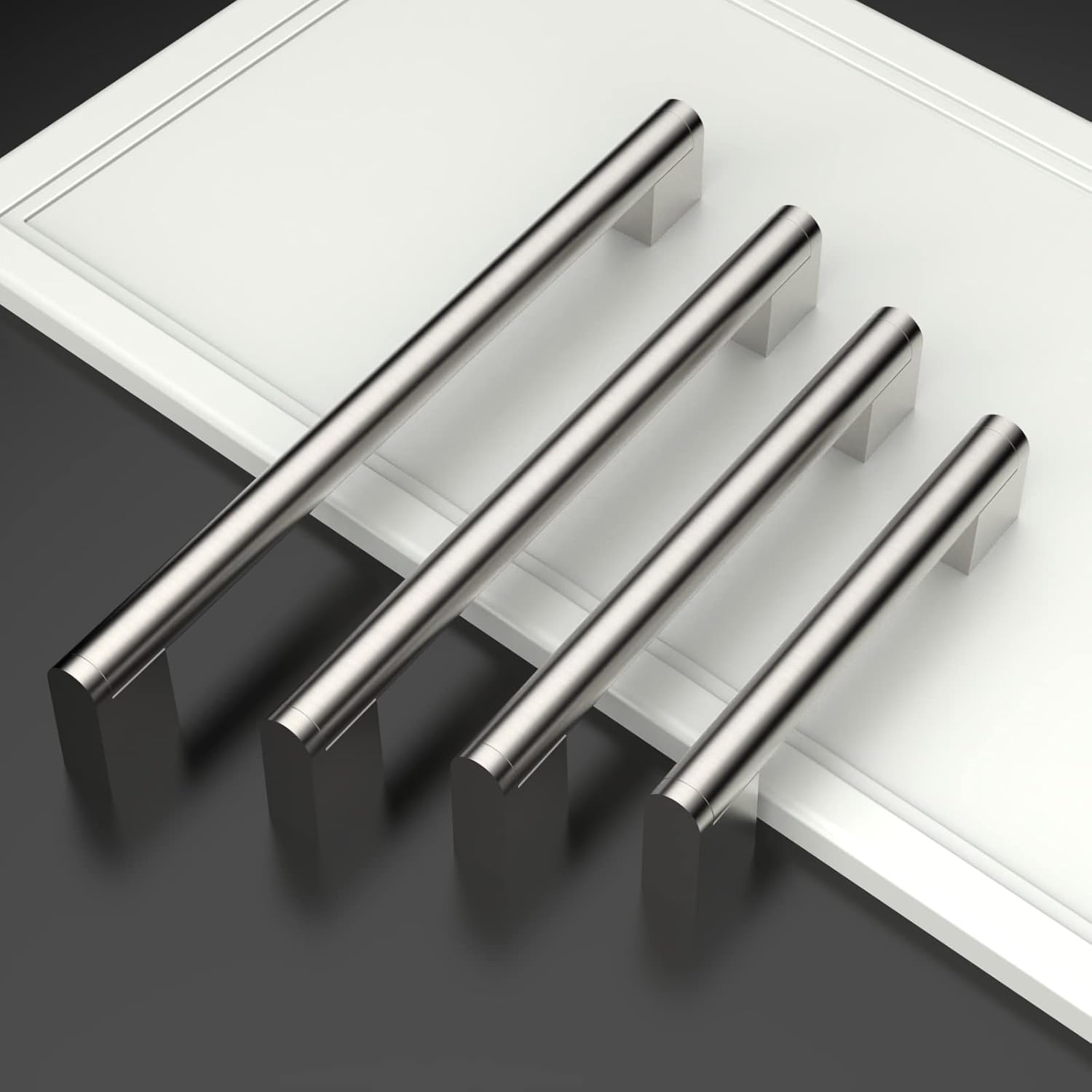 Detalle 2 de Amerdeco set da 5 maniglie per mobili da cucina in argento, interasse fori 192 mm