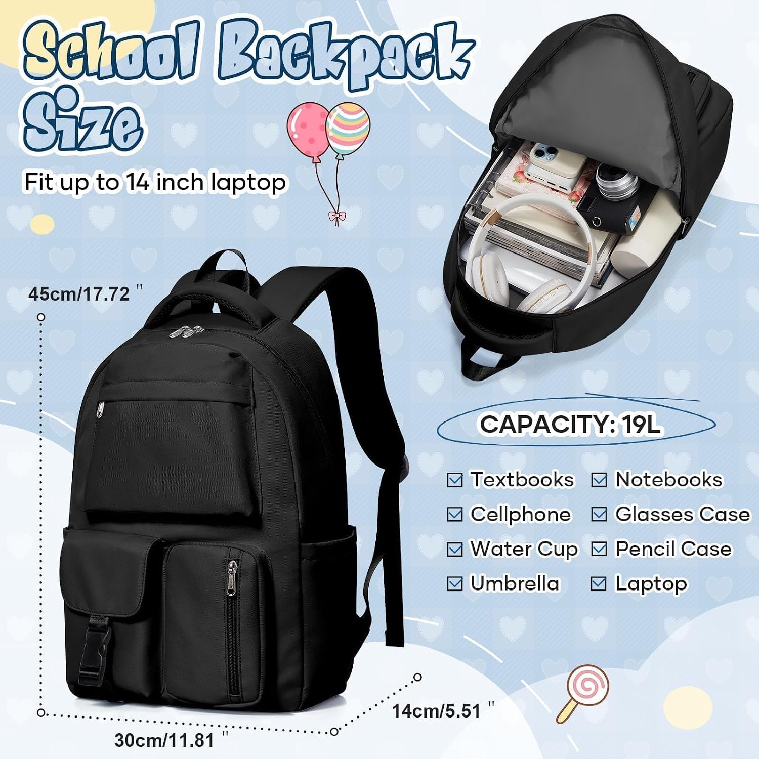 Detalle 2 de Mochila escolar HYC00 19 litros
