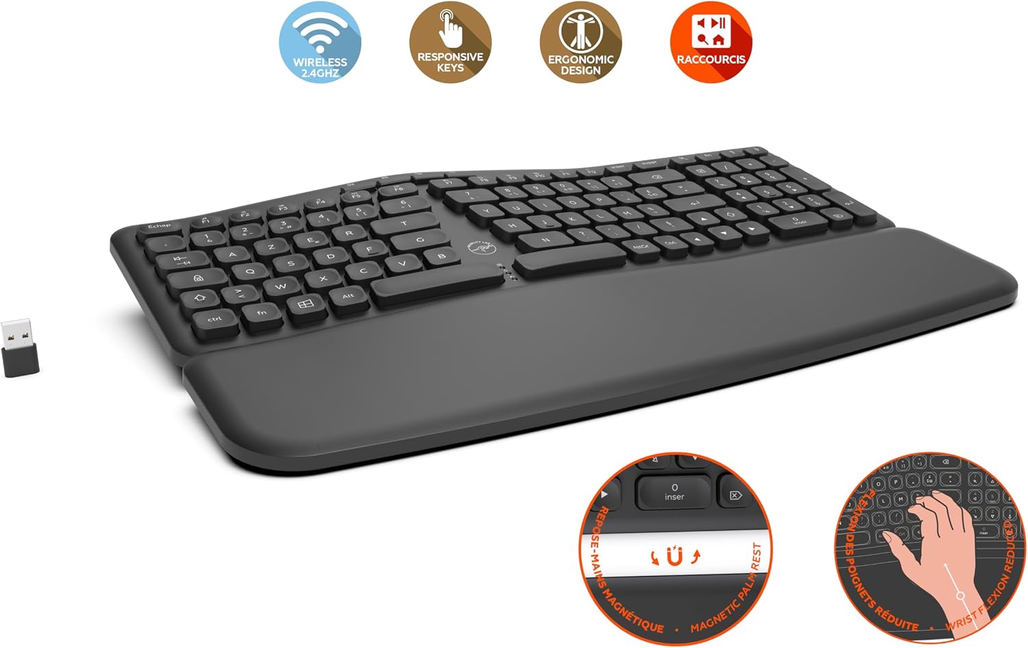 Thumbnail 1 de Mobility Lab — Clavier Ergonomique sans fil avec repose-poignet magnétique et inclinaison ajustable
