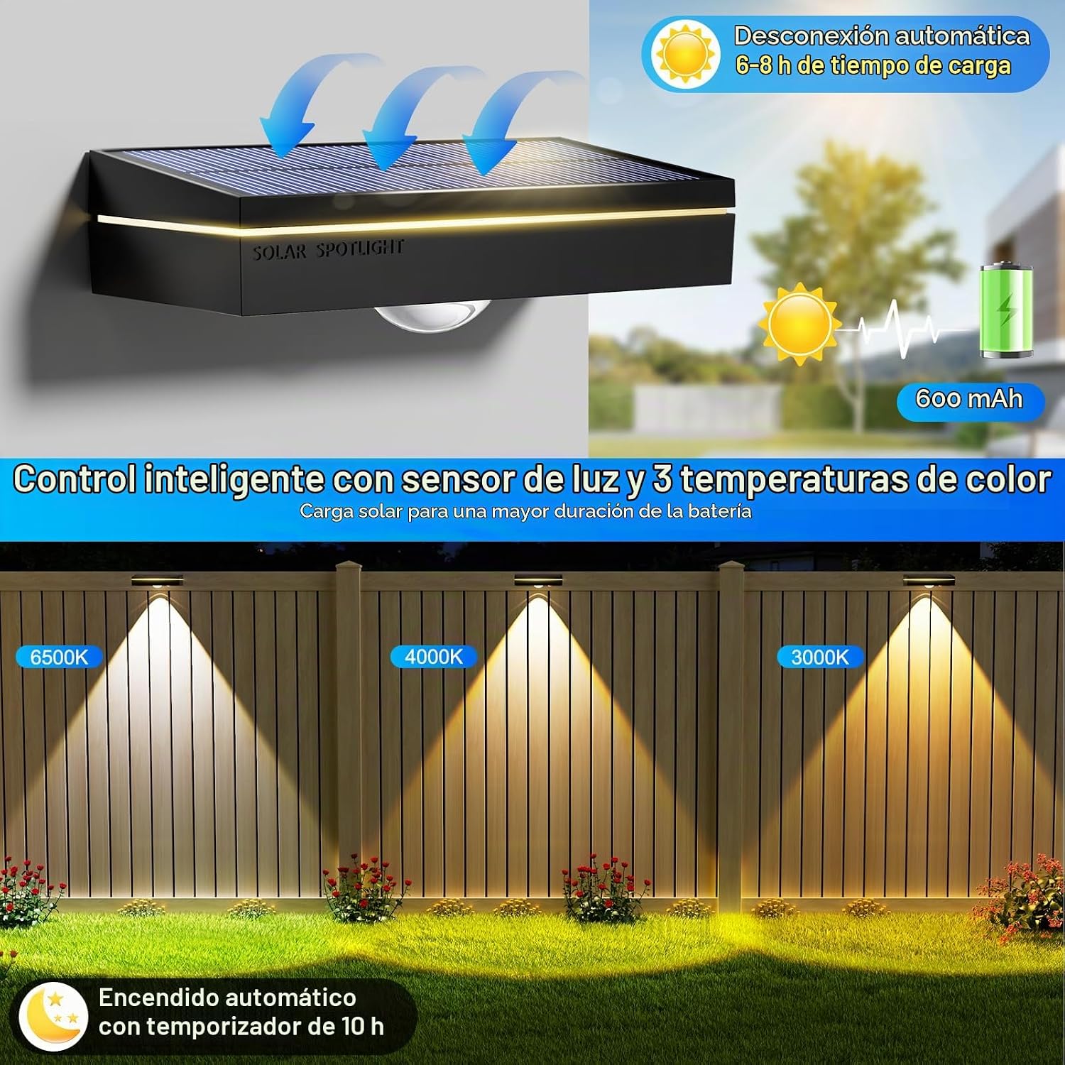 Thumbnail 1 de Giliwosy: 4 luces solares de exterior para jardín con 3 temperaturas de color y IP65