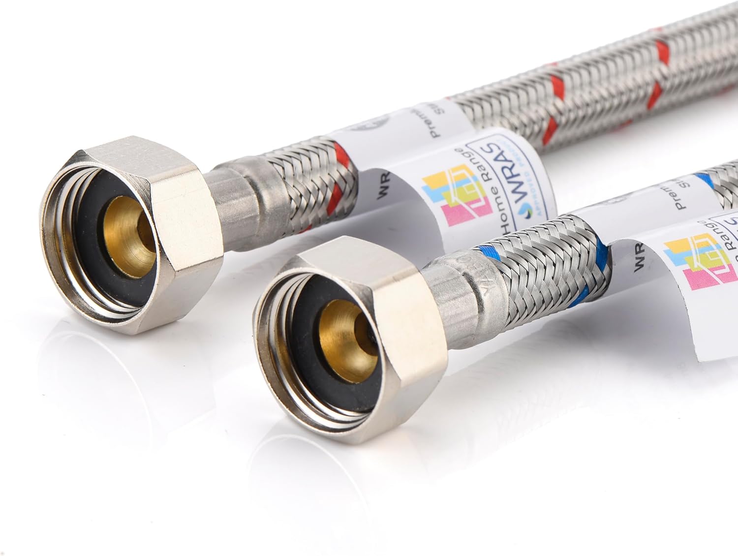 Detalle de Home Range 2X M10 x 1/2, 900mm Flexible Tap Connectors – Braided Stainless Steel, WRAS Approved