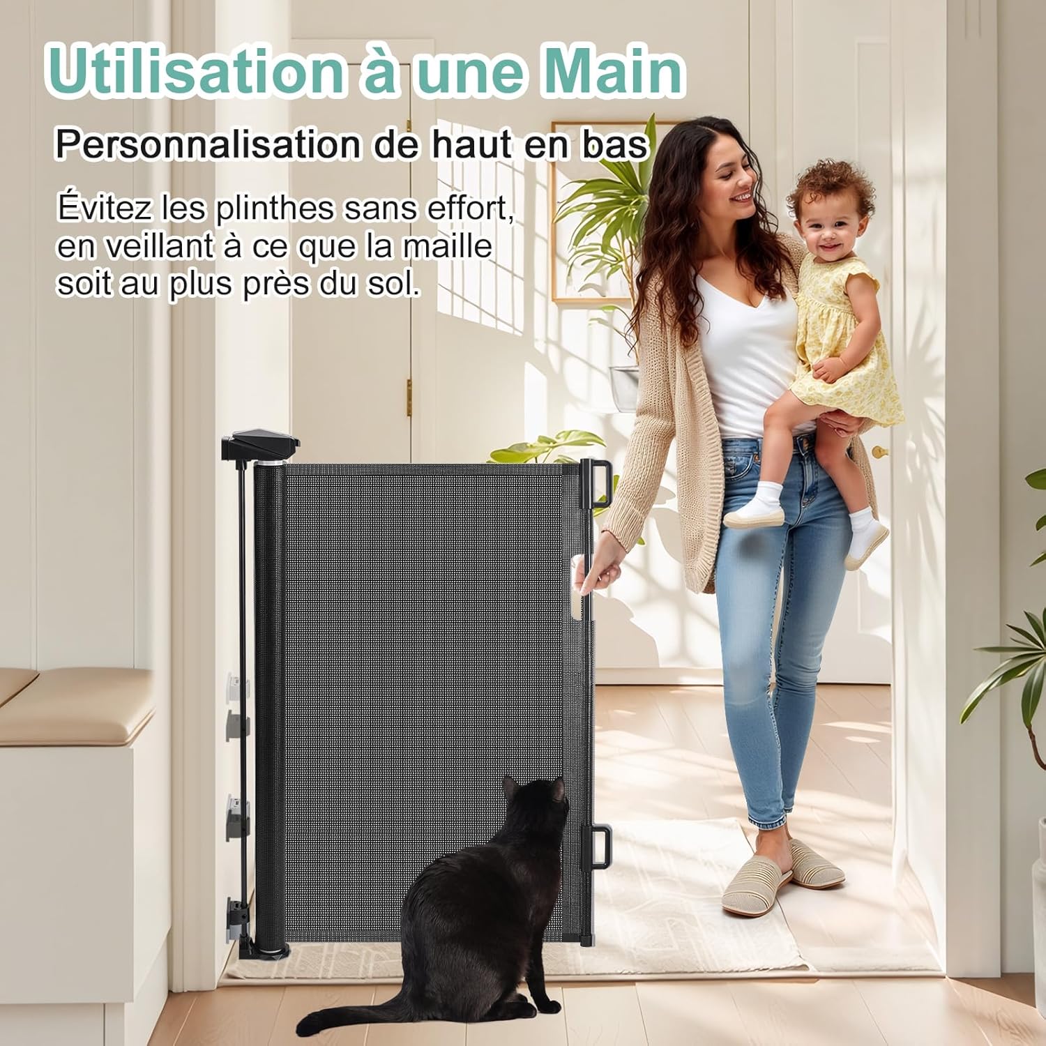 Thumbnail 1 de Barrière Sécurité pour Enfant et Chien - Barrière Sécurité Retractable 1,5 m avec Renforcement en Fibre de Verre