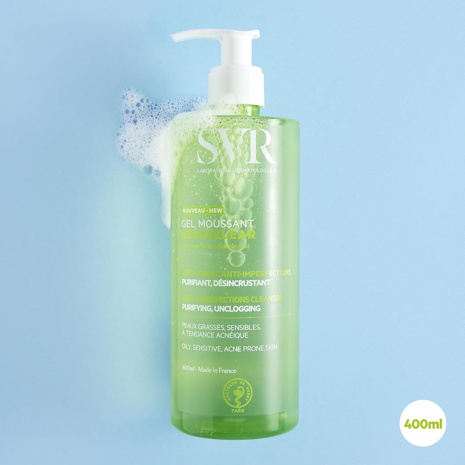 Thumbnail 1 de SVR SEBIACLEAR Salicylic Acid Face Wash & Body Wash: Purifying, Soap-Free Cleanser for Oily, Acne-Prone Skin