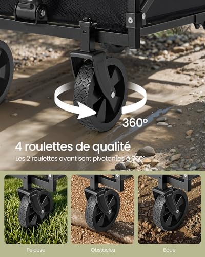 Detalle de SONGMICS Chariot de Transport Pliable – 180 kg, 90 L, robuste et compacte