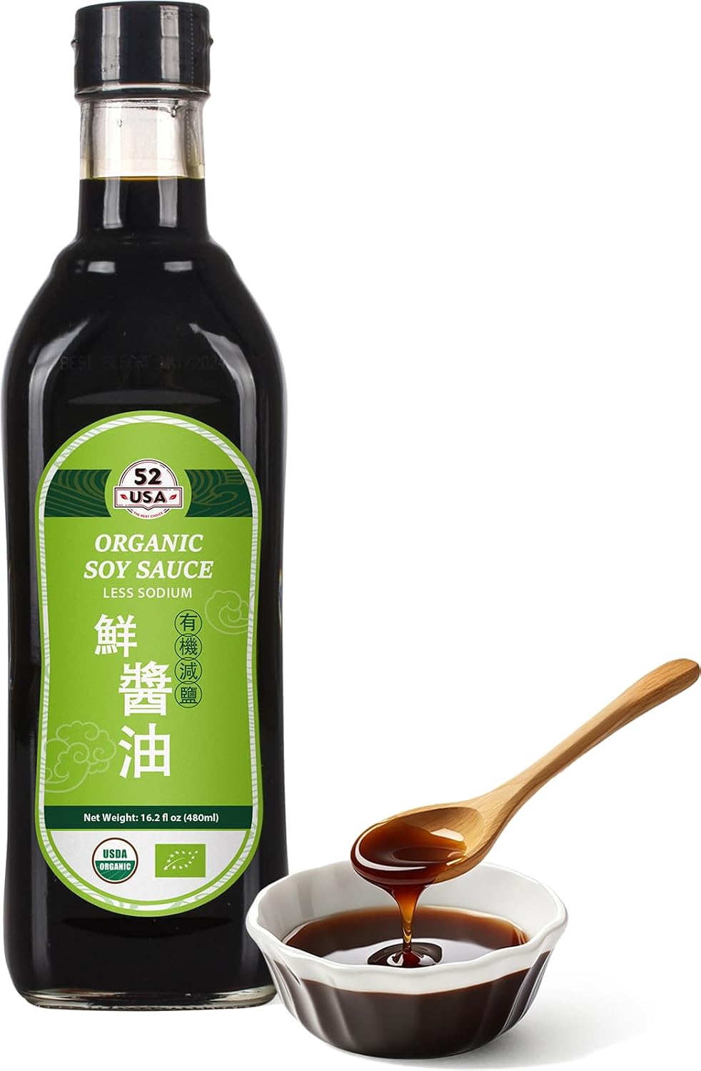 Detalle de 52USA Organic Low Sodium Soy Sauce, 16.2 oz (480ml)