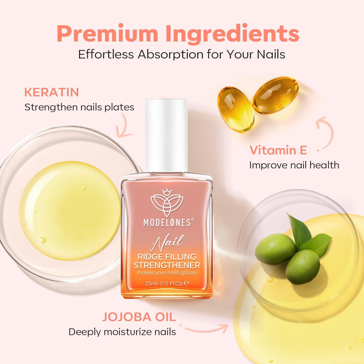 Thumbnail 4 de modelones Nail Strengthener and Growth Extra Strong Nude Polish (15ml) for Damaged Nails