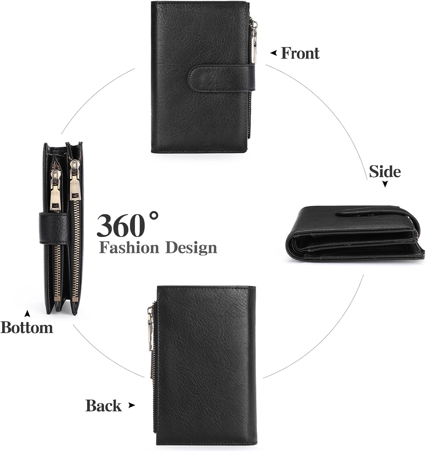 Thumbnail 6 de GOIACII Leather Purses for Women: Bifold RFID Blocking Wallet with 16 Card Slots and Zip Coin Pockets