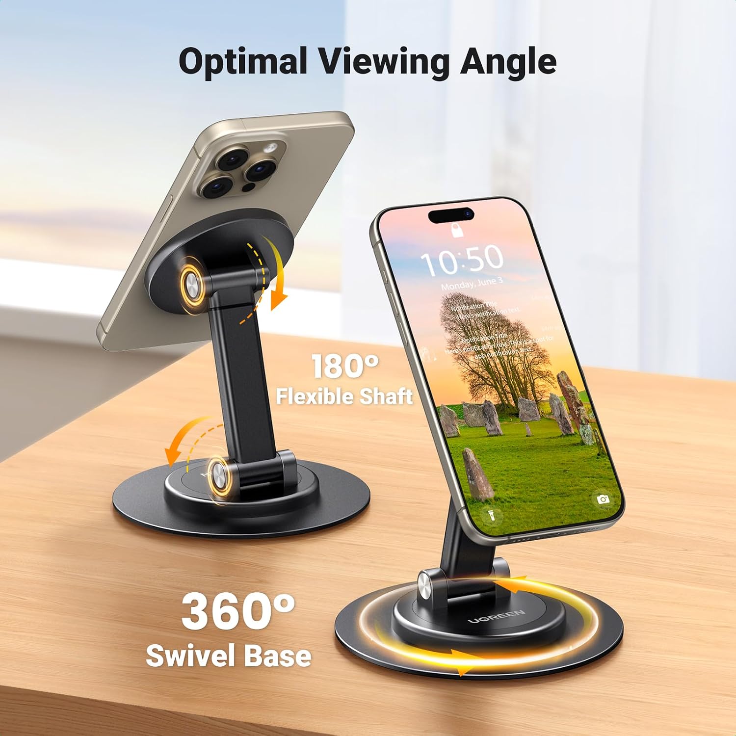 Thumbnail 3 de UGREEN magnetische telefoonhouder met 360°-verstelling en metalen ring