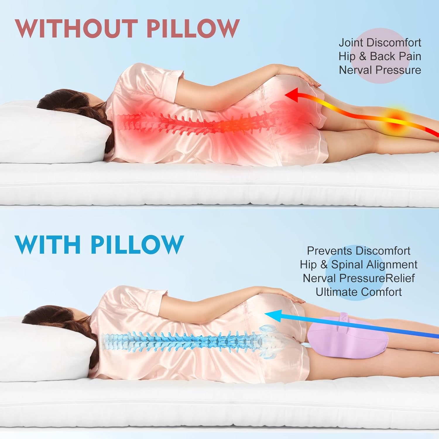 Thumbnail 1 de Hydomi Foot- & Leg-Rests Orthopaedic Knee Pillow for Side Sleepers with Cooling Cover