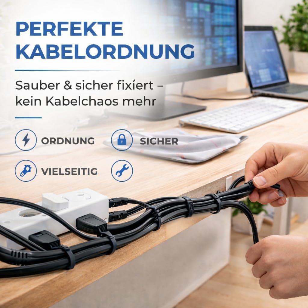 Thumbnail 5 de 100x Kabelbinder schwarz Set (kurz & lang) – reißfest & UV-beständig, diverse Längen