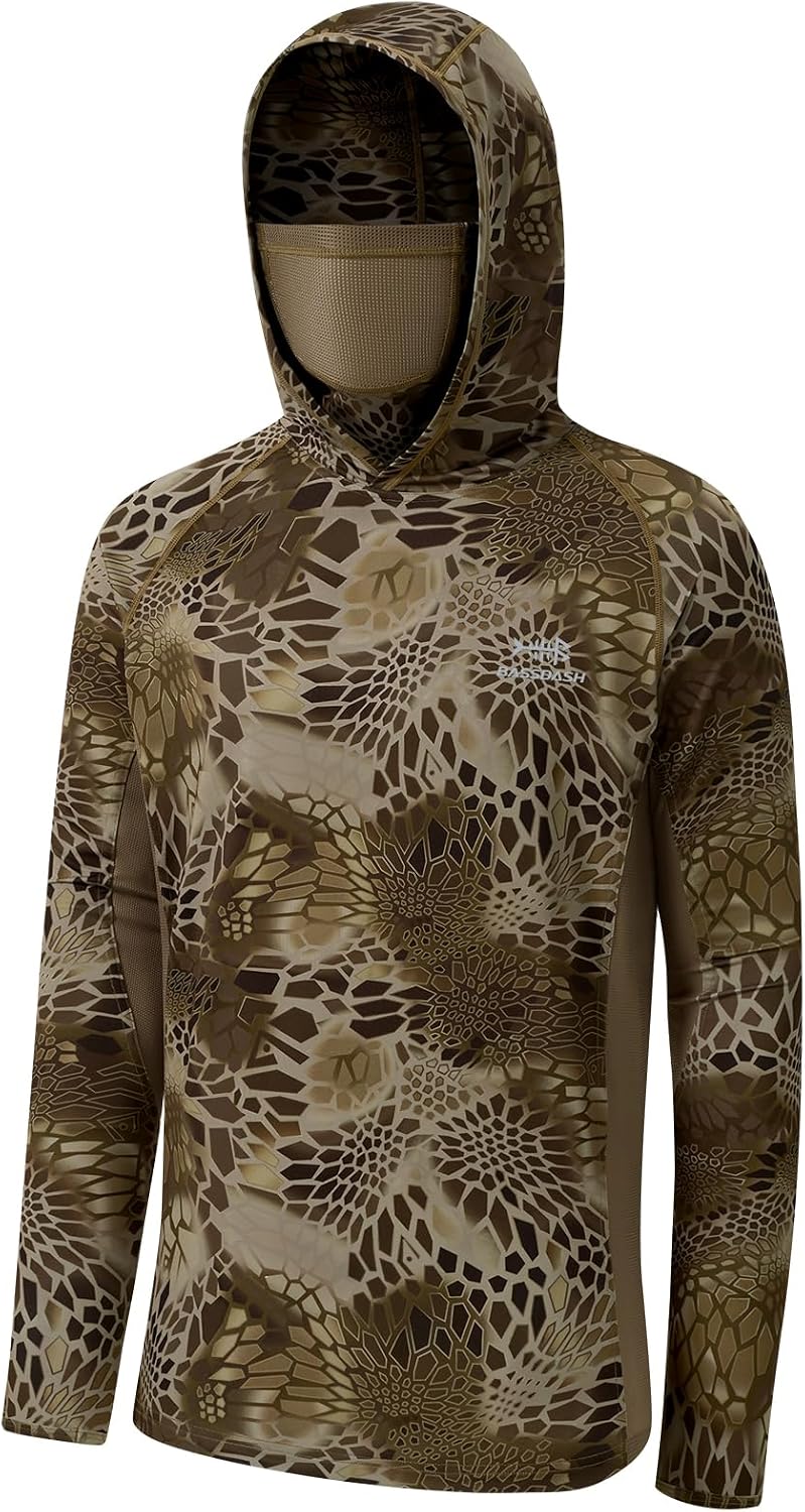 Detalle de BASSDASH Men's UPF 50+ Camo Hunting Fishing Hoodie with Neck Gaiter