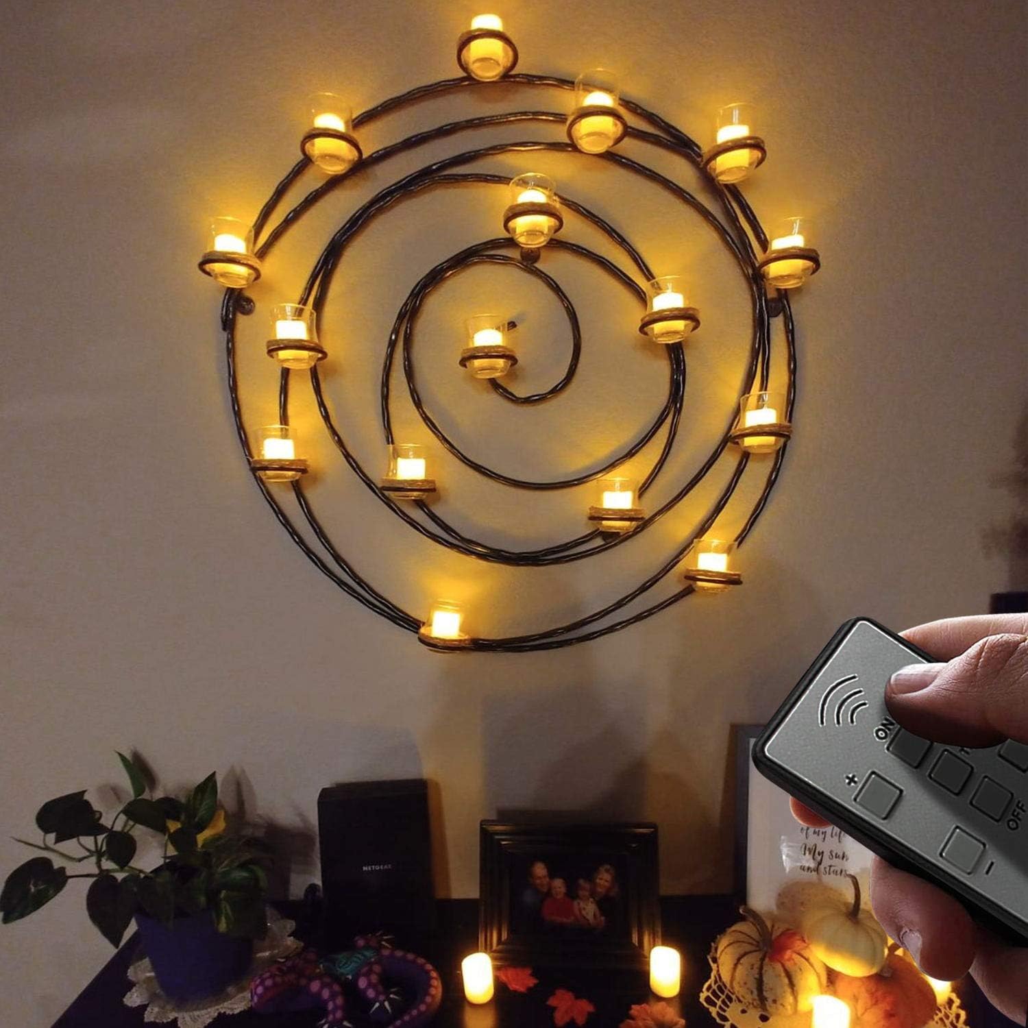 Detalle de Rechargeable LED tealights with remote, 6-pack