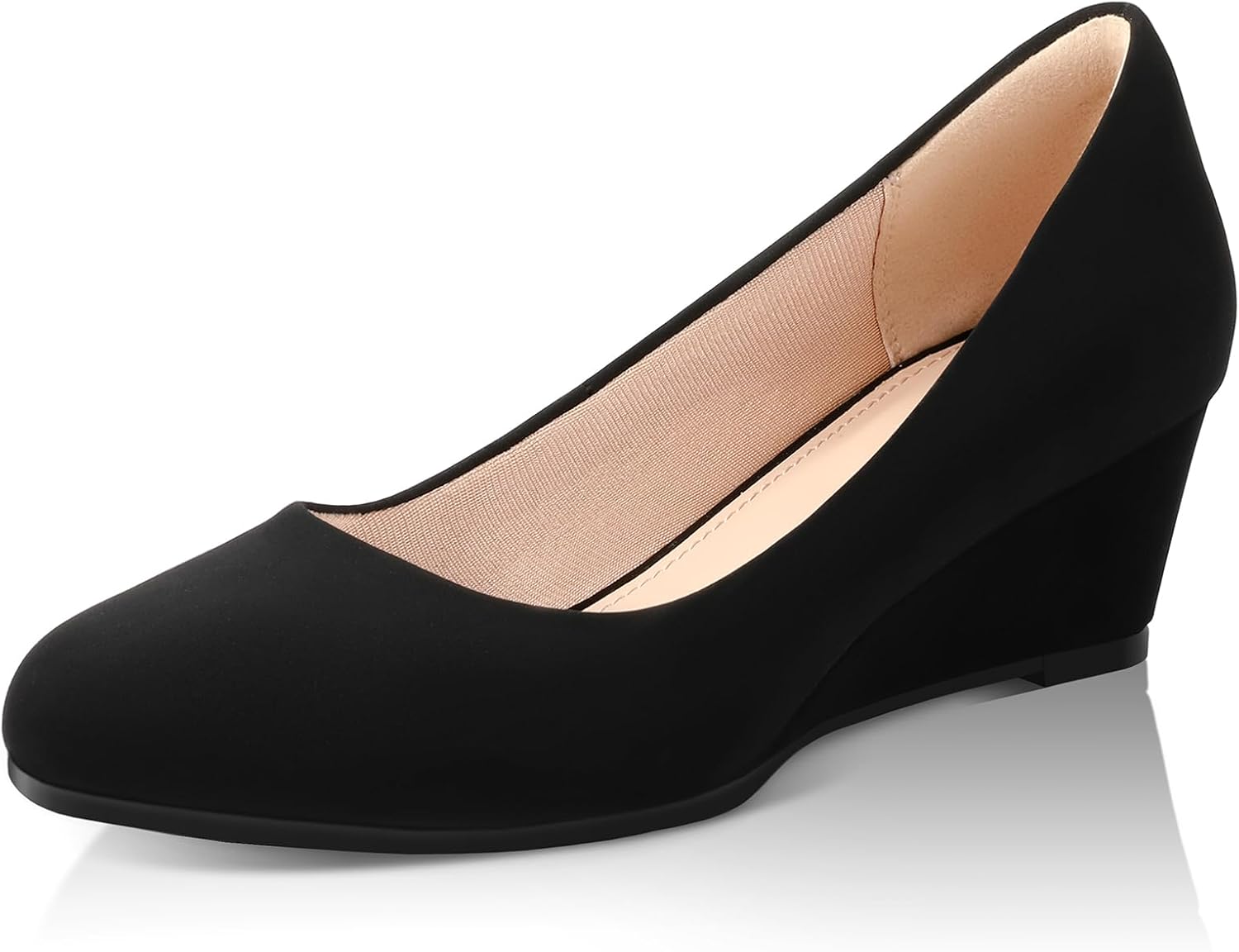Detalle de Ankis 2-Inch Low Heel Wedges for Women (Closed Toe) in Black, Nude, Gold & Silver