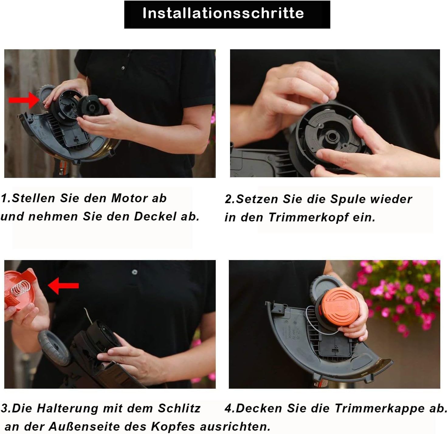Detalle 2 de Eyoloty A6481/A6485 Vollautomatische Einzelfadenspule – kompatibel mit Black+Decker GL-/GLC-Modellen (10 m, Ø 1,65 mm, 8 Spulen + 2 Kappen)
