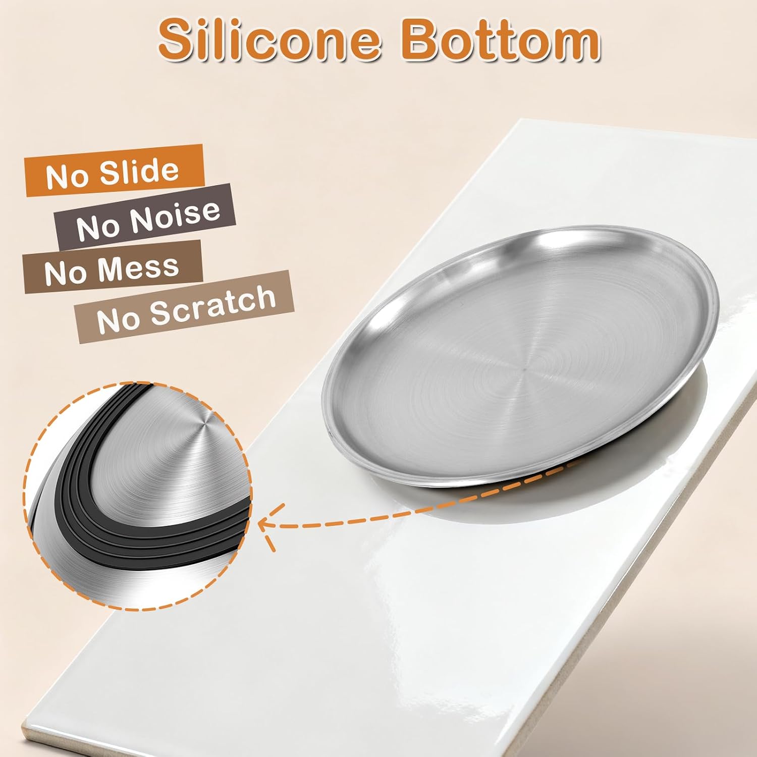 Thumbnail 5 de Alaoo 4 Ciotole Piatti in Acciaio Inox per Gatti – 17 cm, Antiscivolo e Lavabili in Lavastoviglie