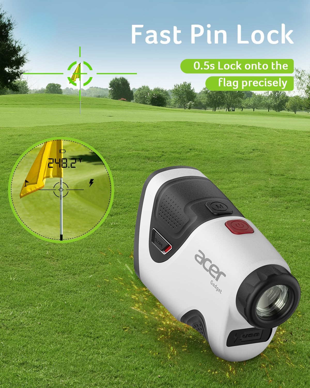Thumbnail 1 de Acer Pro Golf Rangefinder with Slope Switch and Pin Lock: 1200-Yard Laser Precision