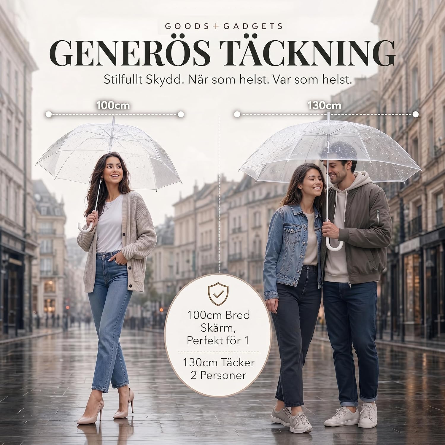 Thumbnail 3 de GOODS+GADGETS® genomskinligt automatiskt käppparaply med vindtålig skärm
