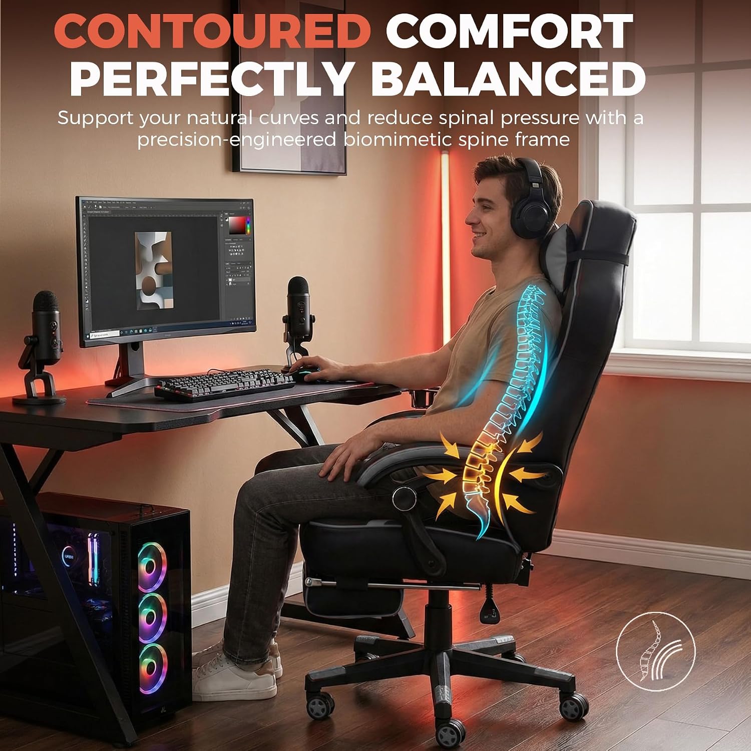 Detalle 2 de GTPLAYER Gaming Chair, 350-Pound Capacity