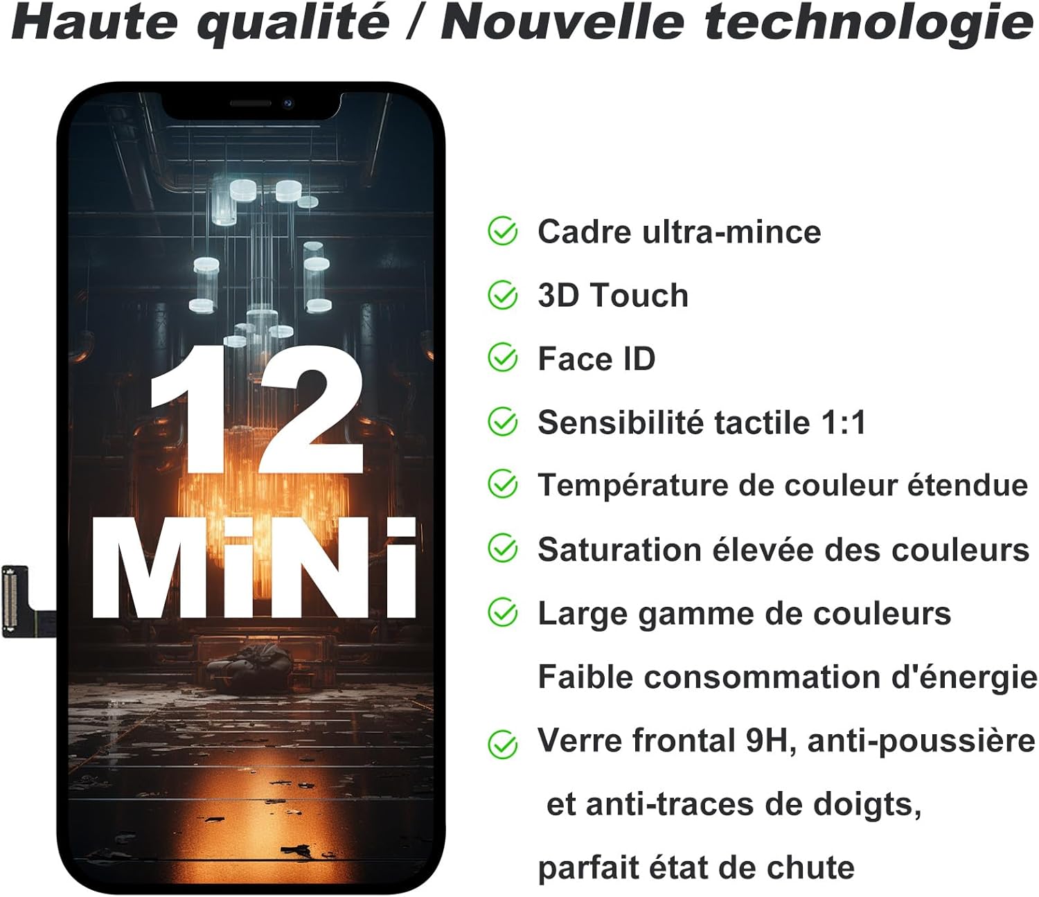 Thumbnail 2 de Écran LCD de rechange DIGI4U pour iPhone 12 Mini — True Tone, Face ID et kit de réparation