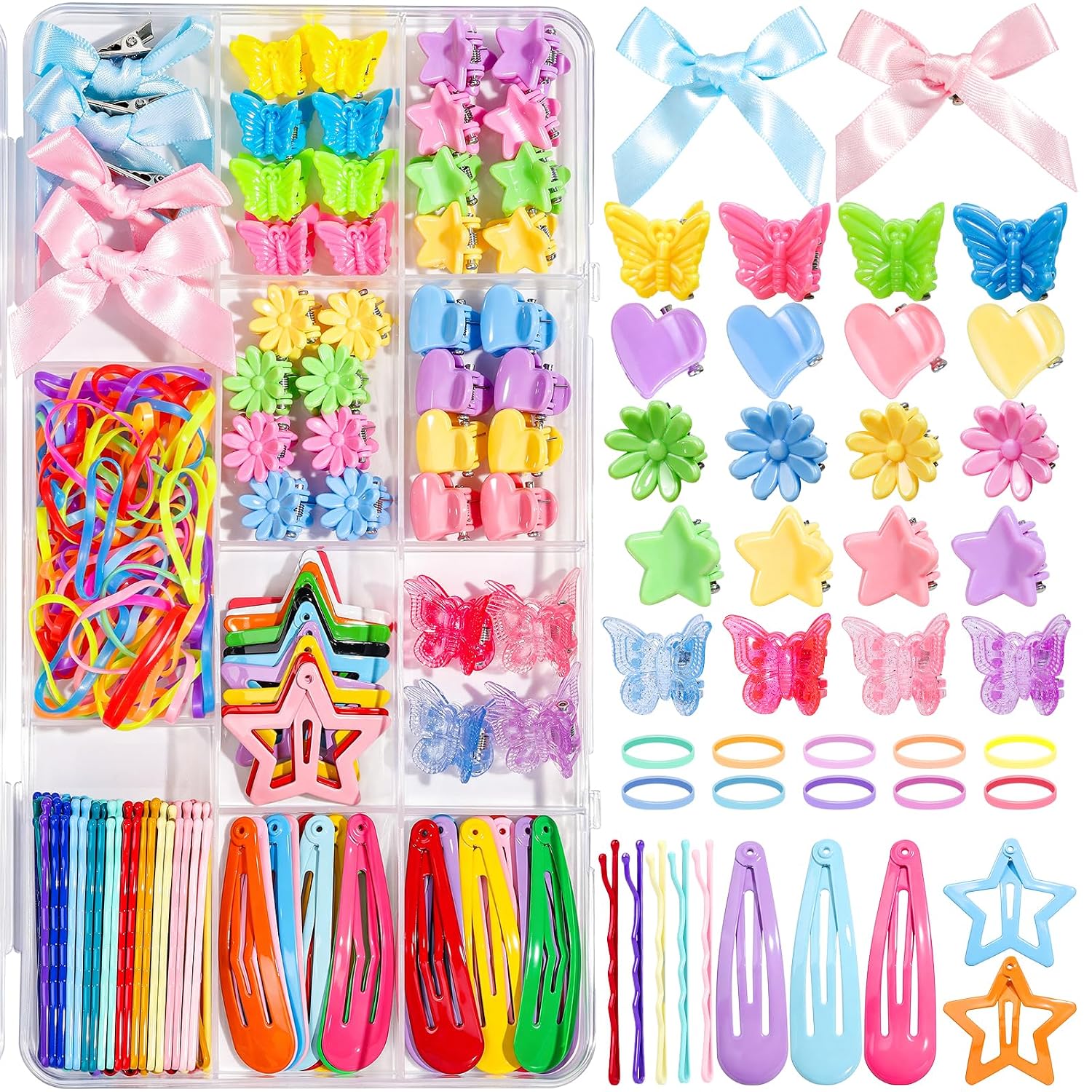Detalle de Teenitor Hair Accessories Set for Girls, 193 Pieces with Mini Clips and Hair Ties