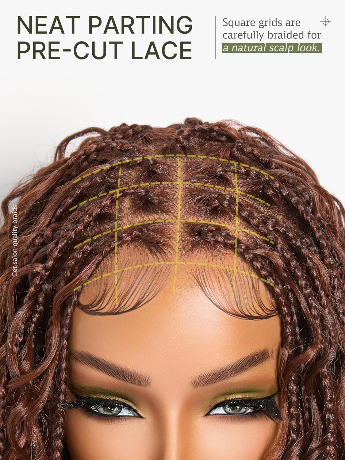Detalle 2 de Frodio Veralux™ Fiber Full Lace Boho Braided Wig, 30-Inch Dark Ginger
