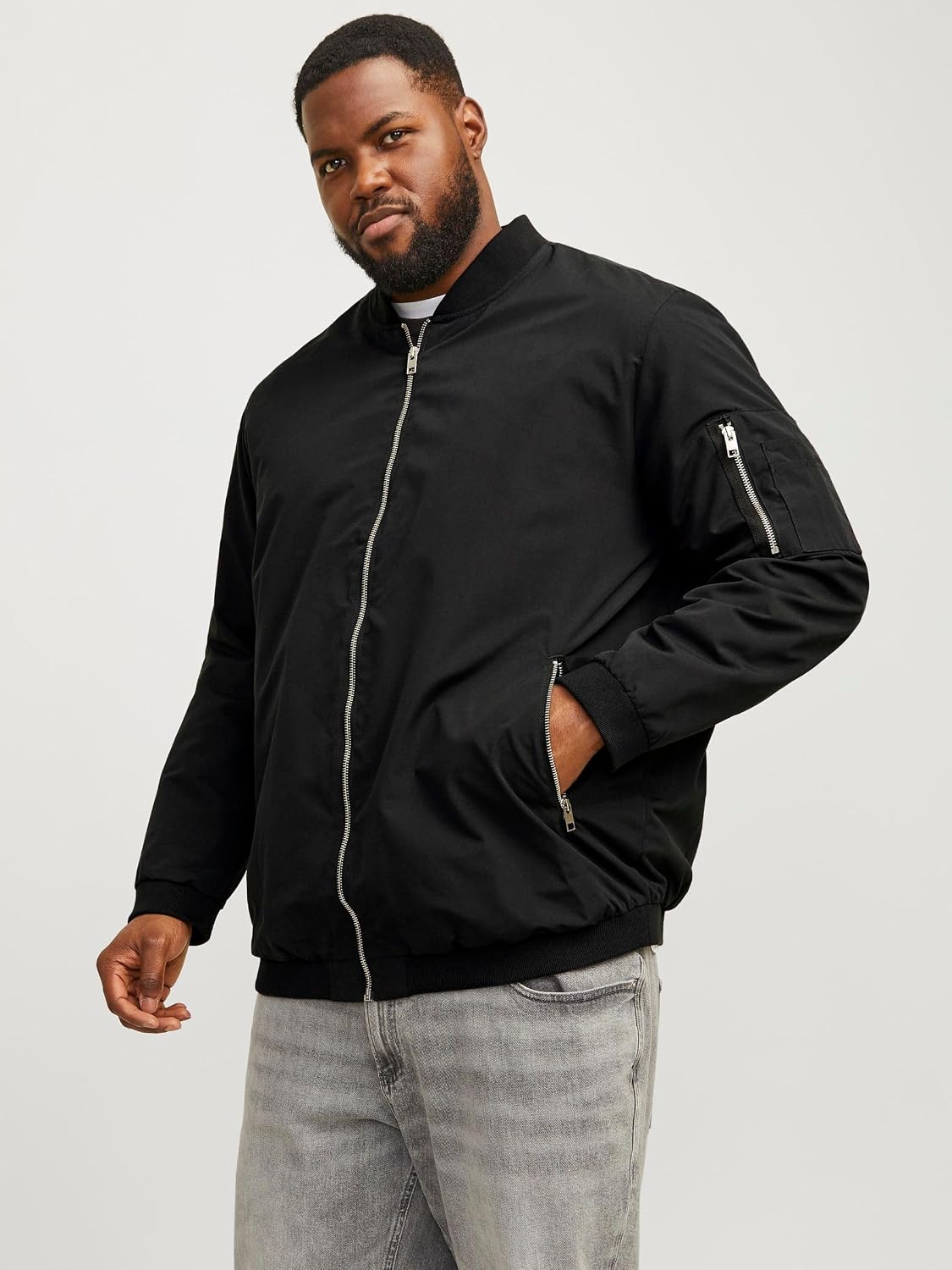 Thumbnail 1 de JACK & JONES JJERUSH BOMBER PS NOOS – Bomberjacke in Schwarz, XXL Übergröße