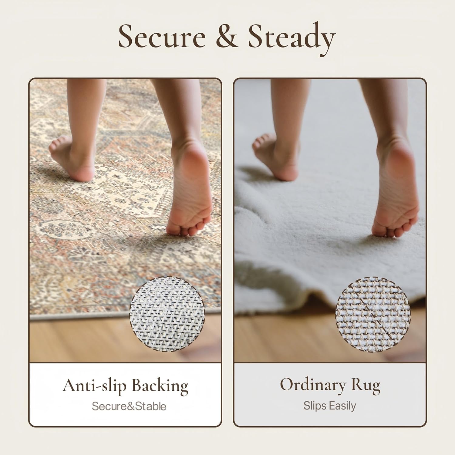 Thumbnail 6 de GENIMO 8x10 Area Rug — Non-Slip, Machine Washable Vintage Boho Rug in Warm Brown