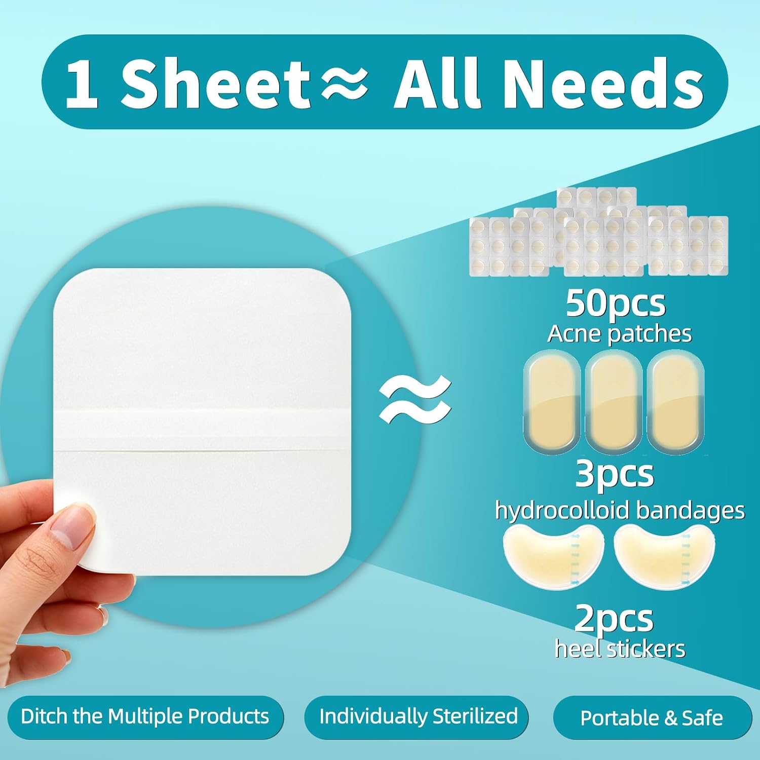 Thumbnail 1 de Dimora 20 Pack Hydrocolloid Wound Dressing, Ultra Thin 4" x 4" Large Patch